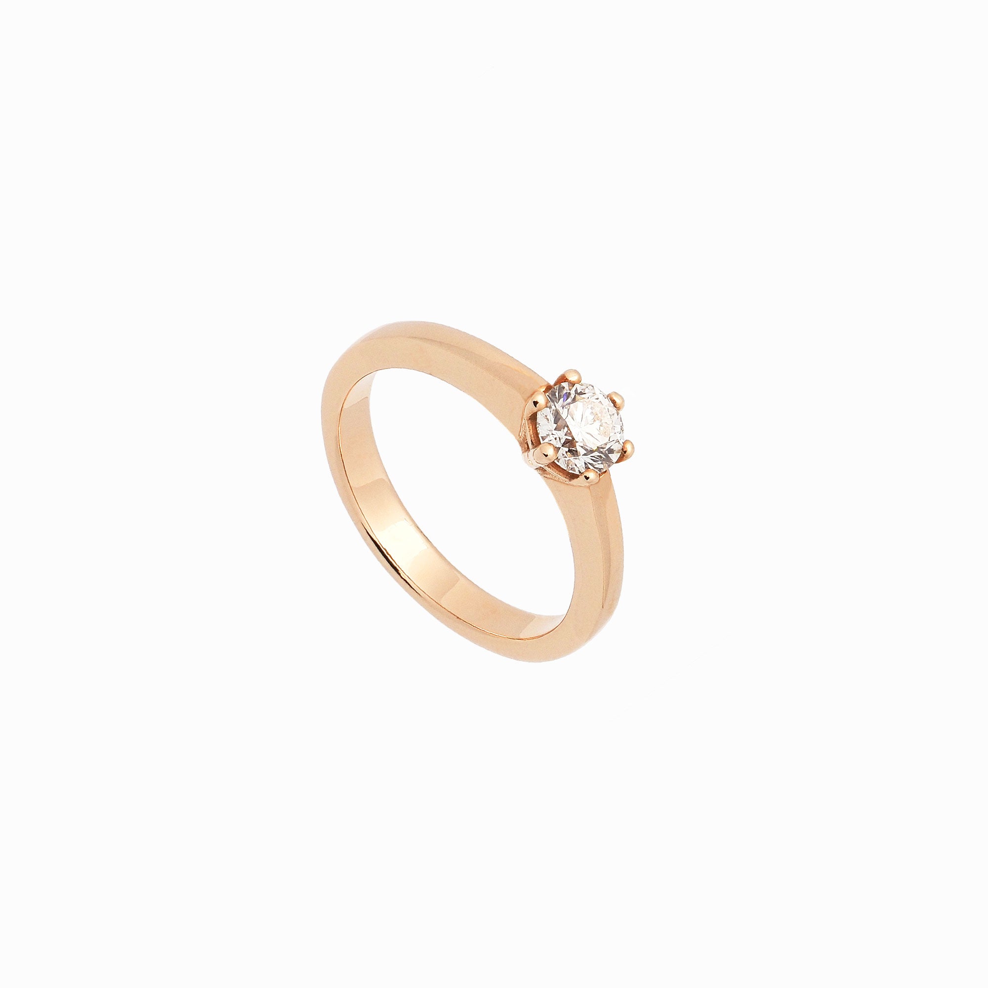 Anillo de Compromiso Oro Rosa Solitario Brillante 0,51 quilates