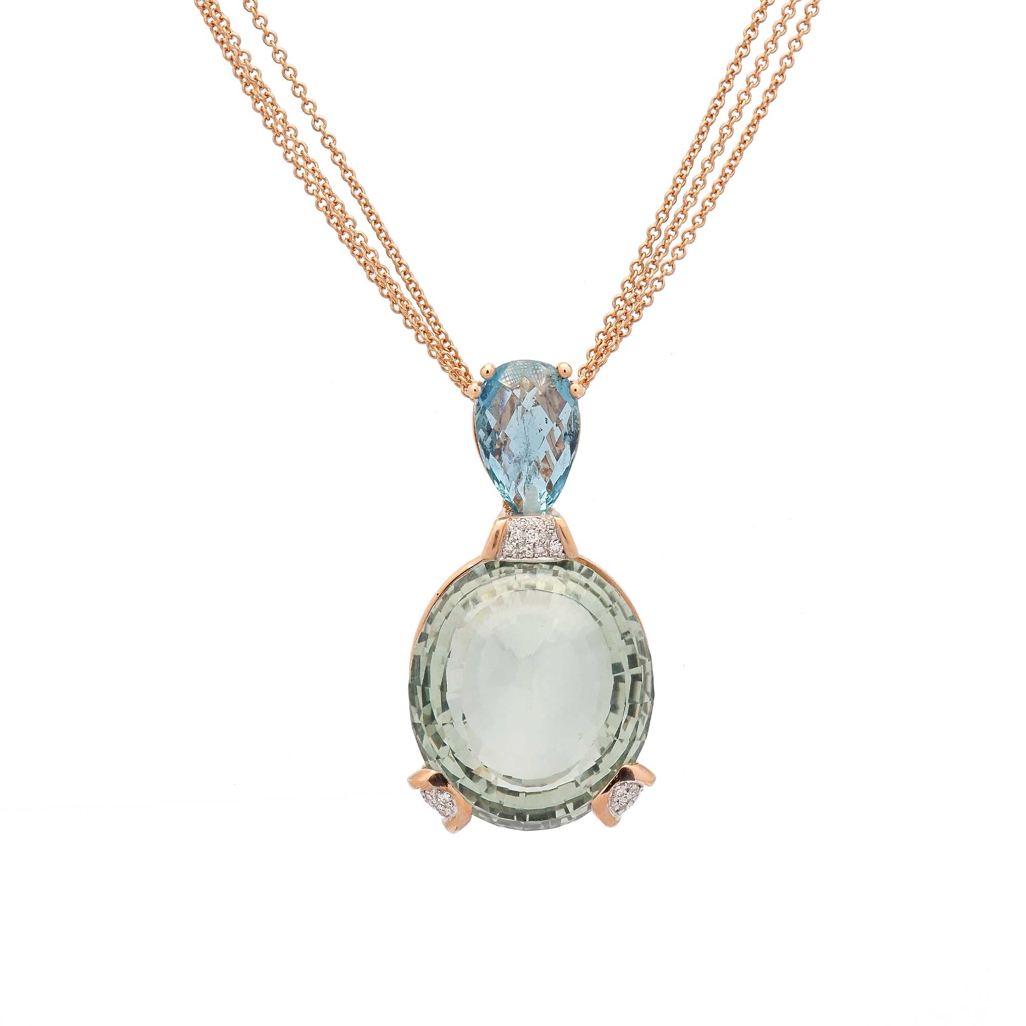 Colgante de oro rosa con topacio y diamantes
