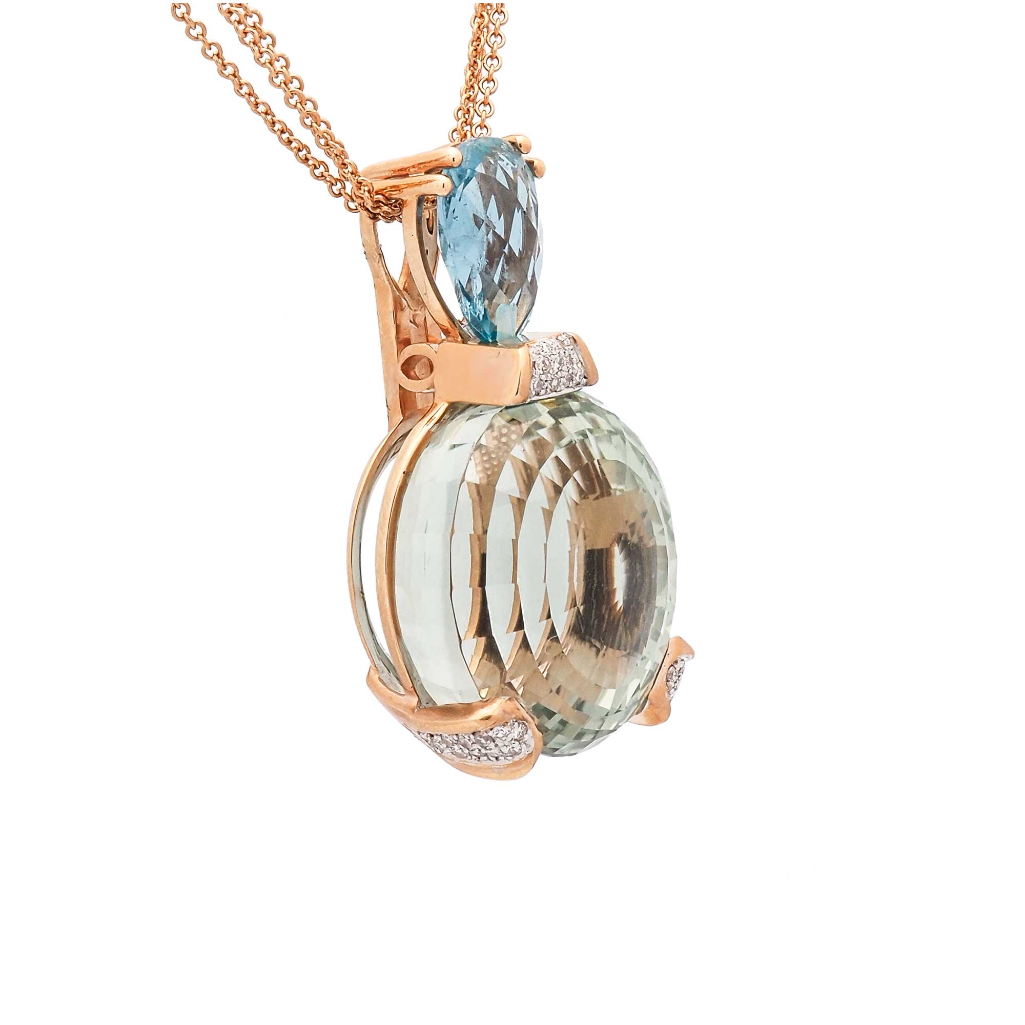 Colgante de oro rosa con topacio y diamantes