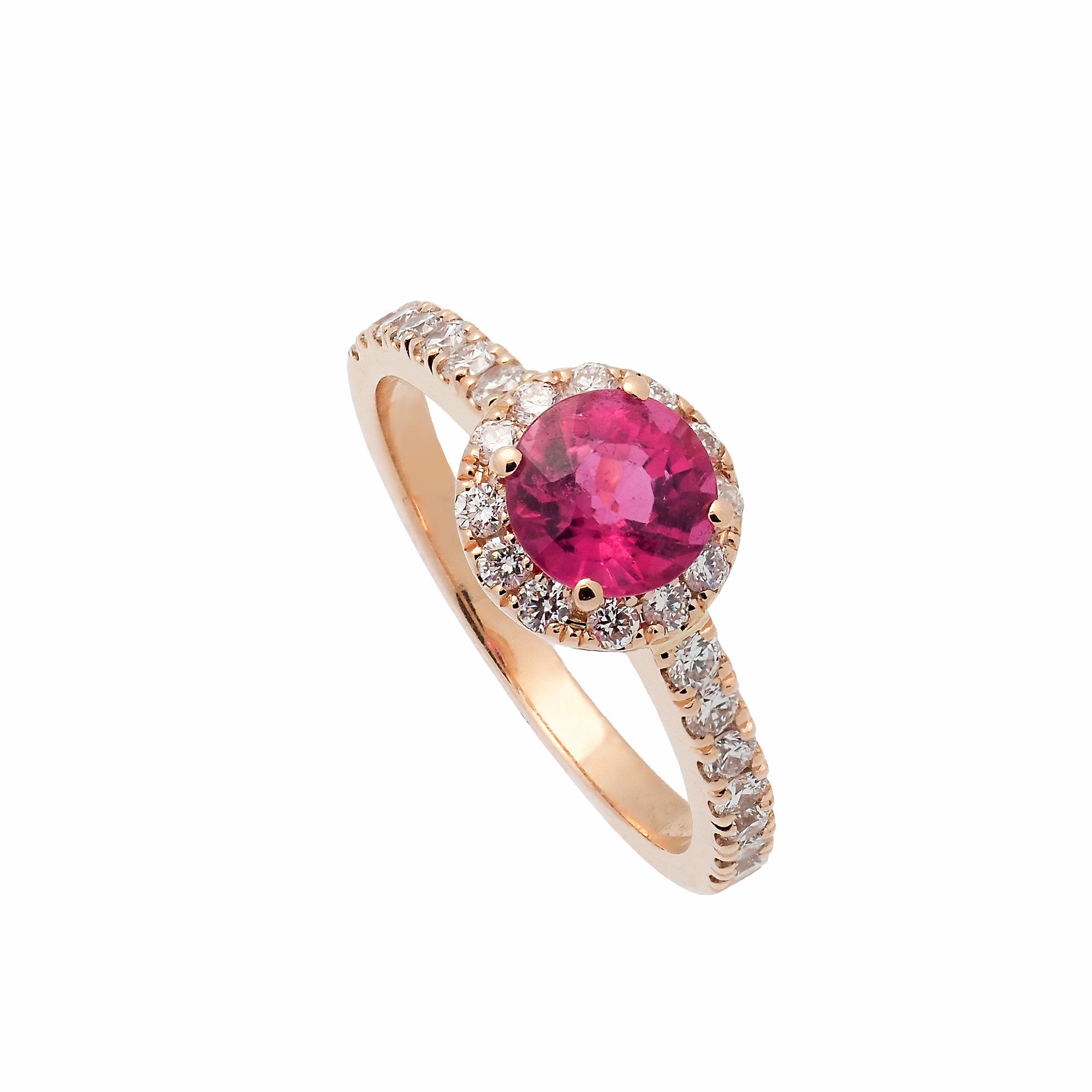 Sortija con zafiro rosa y diamantes