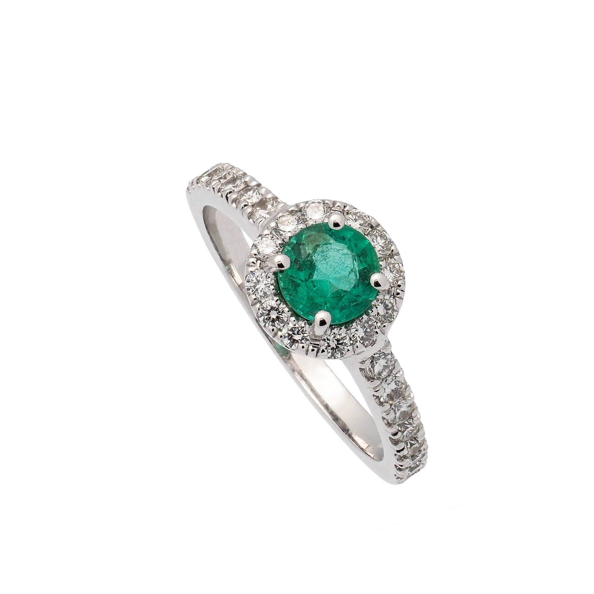 Sortija con esmeralda y diamantes