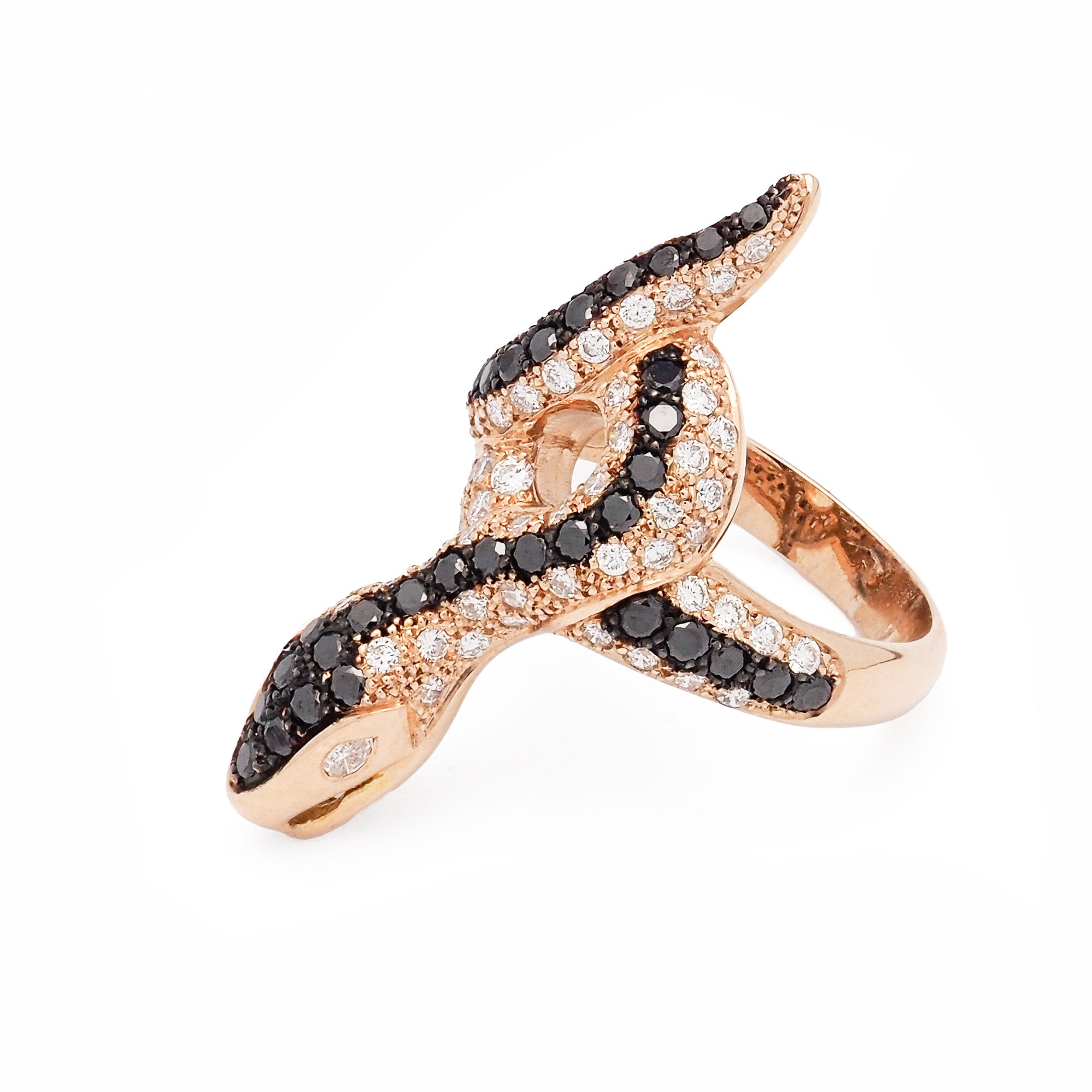 Sortija serpiente con diamantes negros en oro rosa