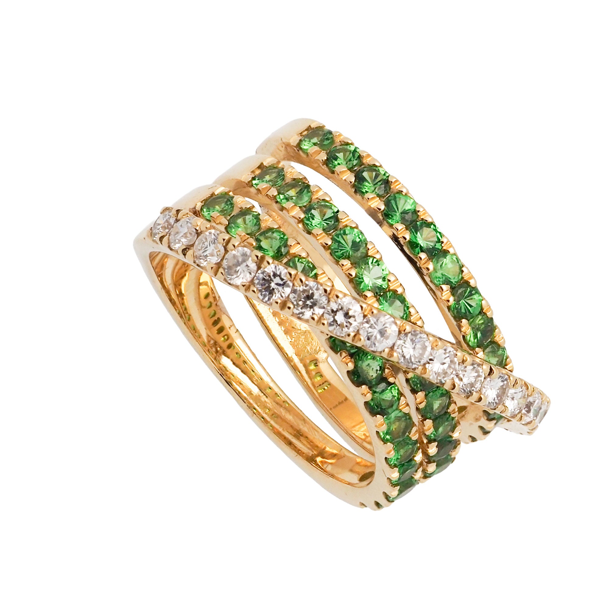 Sortija de brillantes y tsavorita