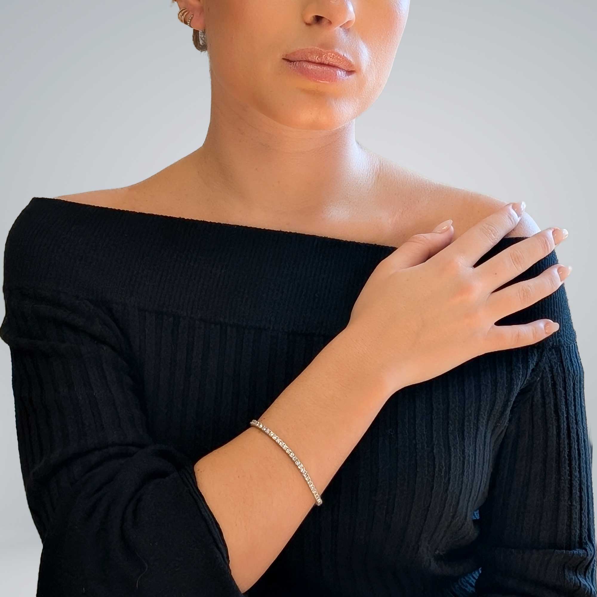 Pulsera riviere de oro blanco y diamantes