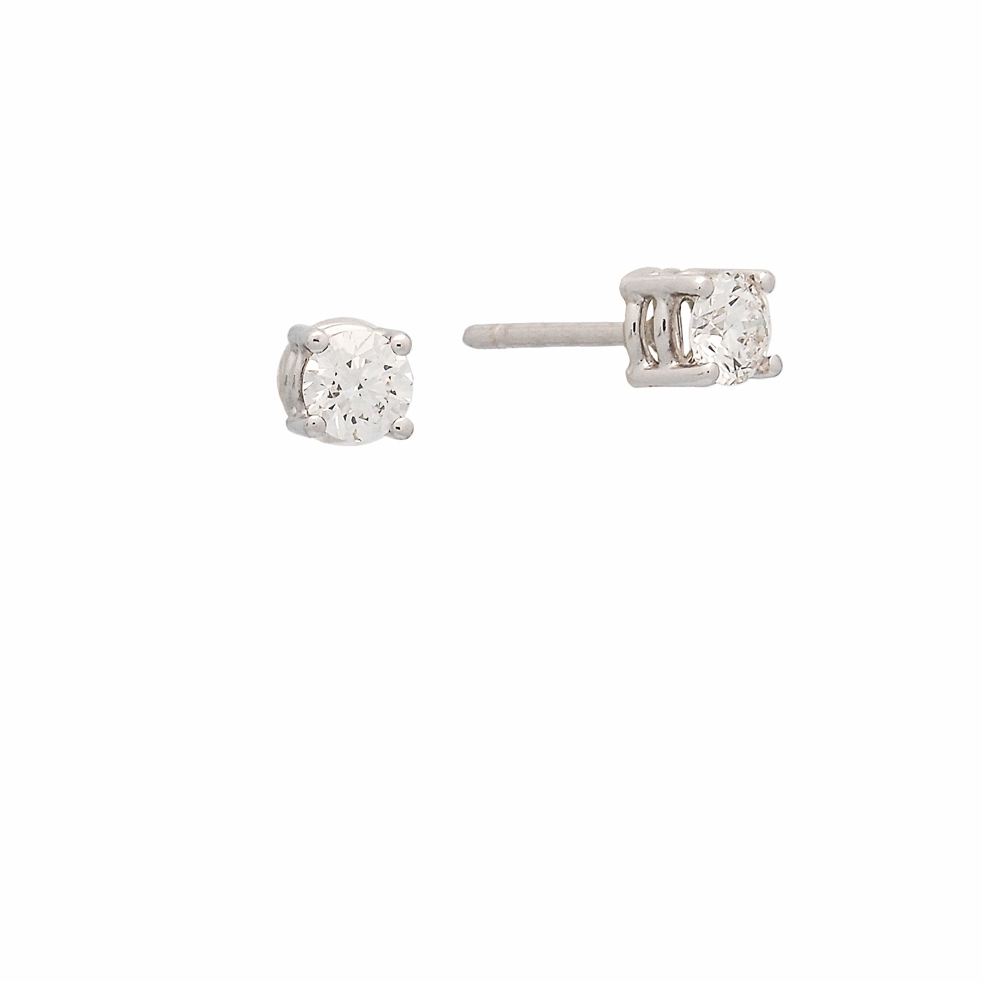 Pendientes dormilonas con diamantes en oro blanco