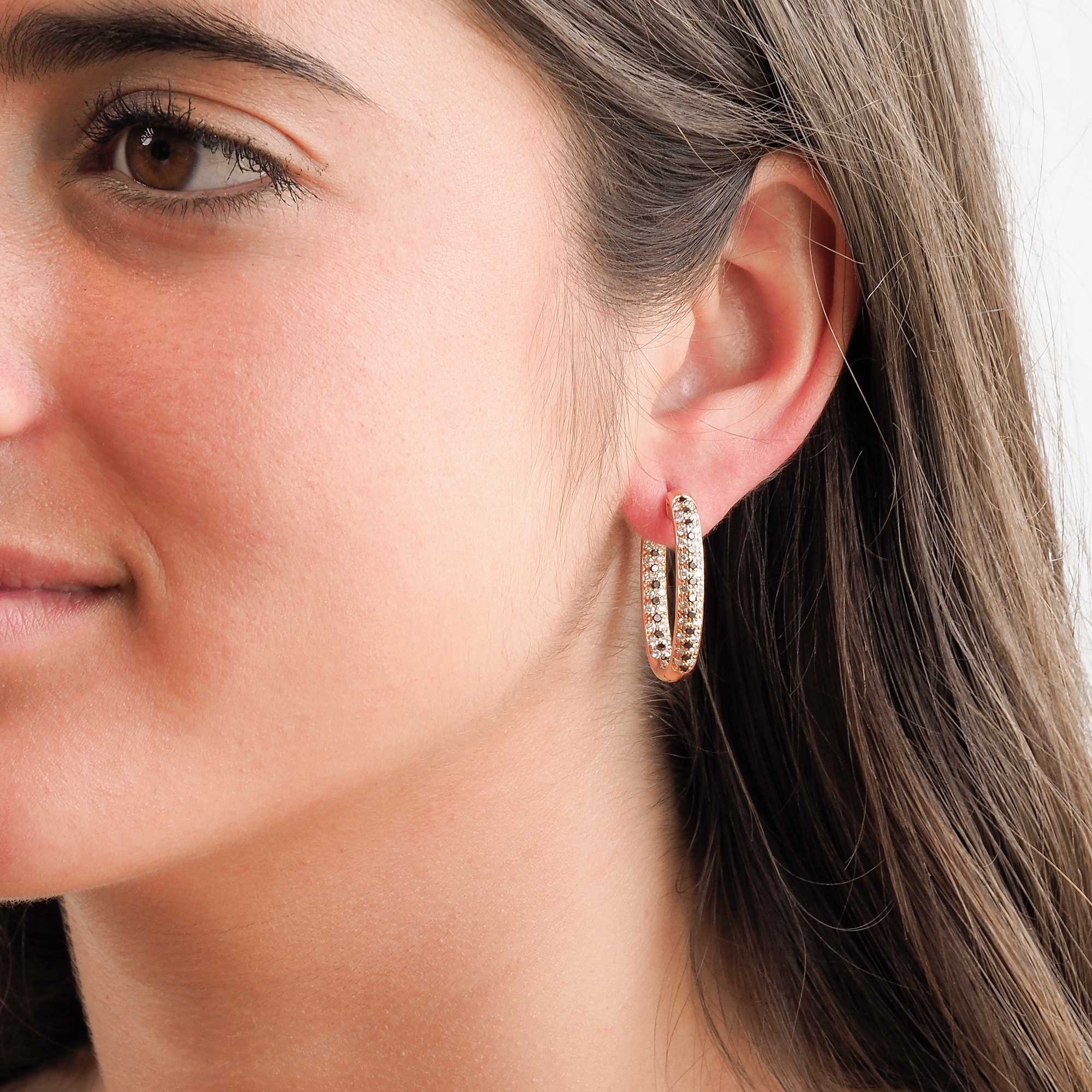 Pendientes de aro con diamantes en oro rosa