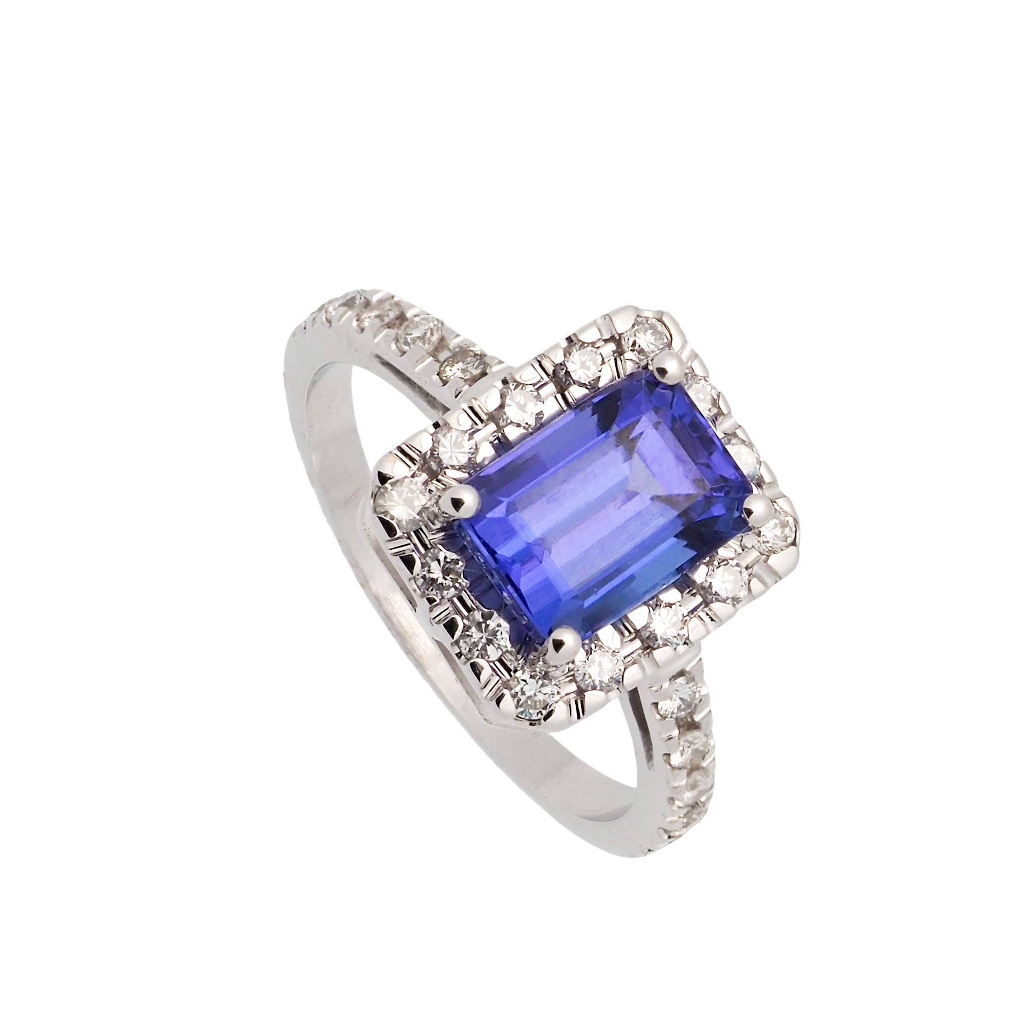 Sortija de brillantes y tanzanita